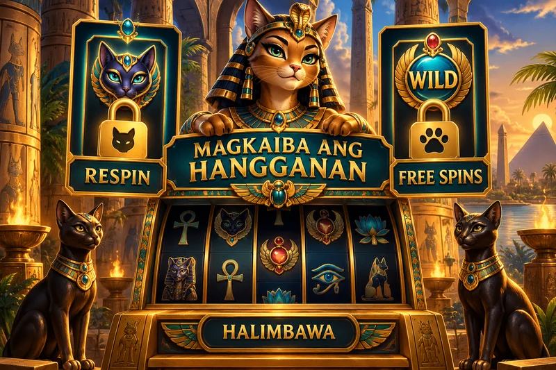 Original slot concept: Cleocatra. Sticky until a winning line and sticky until the feature ends. Not actual provider screenshot.