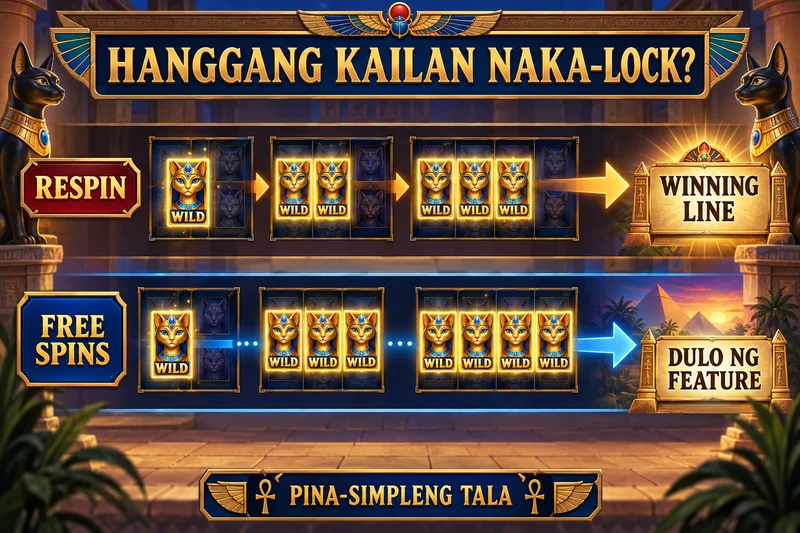 Explanation hypothetical record: Cleocatra. Sticky until a winning line and sticky until the feature ends. Not actual provider screenshot.